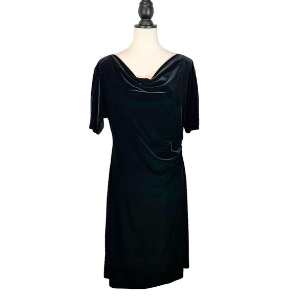 BCBGMAXAZRIA Women's Size Large Black Party Dress Crushed Velvet NWT [B35#78] - Picture 1 of 14